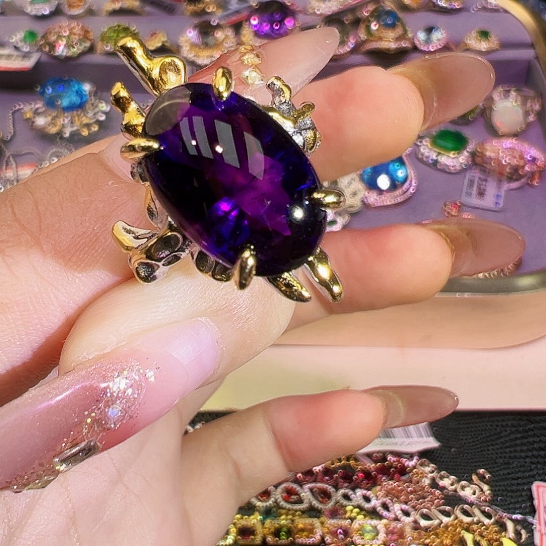 银S925镶嵌珠宝半成品紫晶