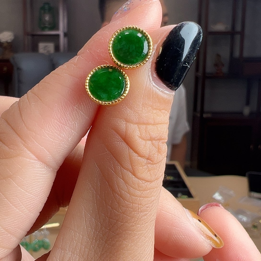 翡翠银S925镶嵌耳饰耳环21