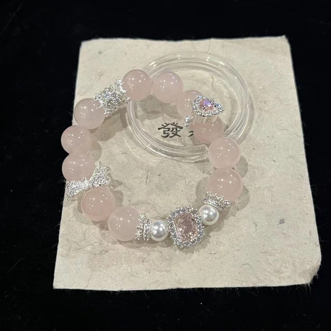 D63 「奶油粉霜」12mm西柚粉+蛋面设计款手串 颜色微差