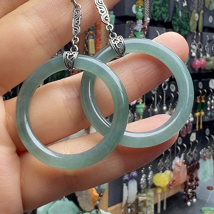 翡翠银S925镶嵌耳饰