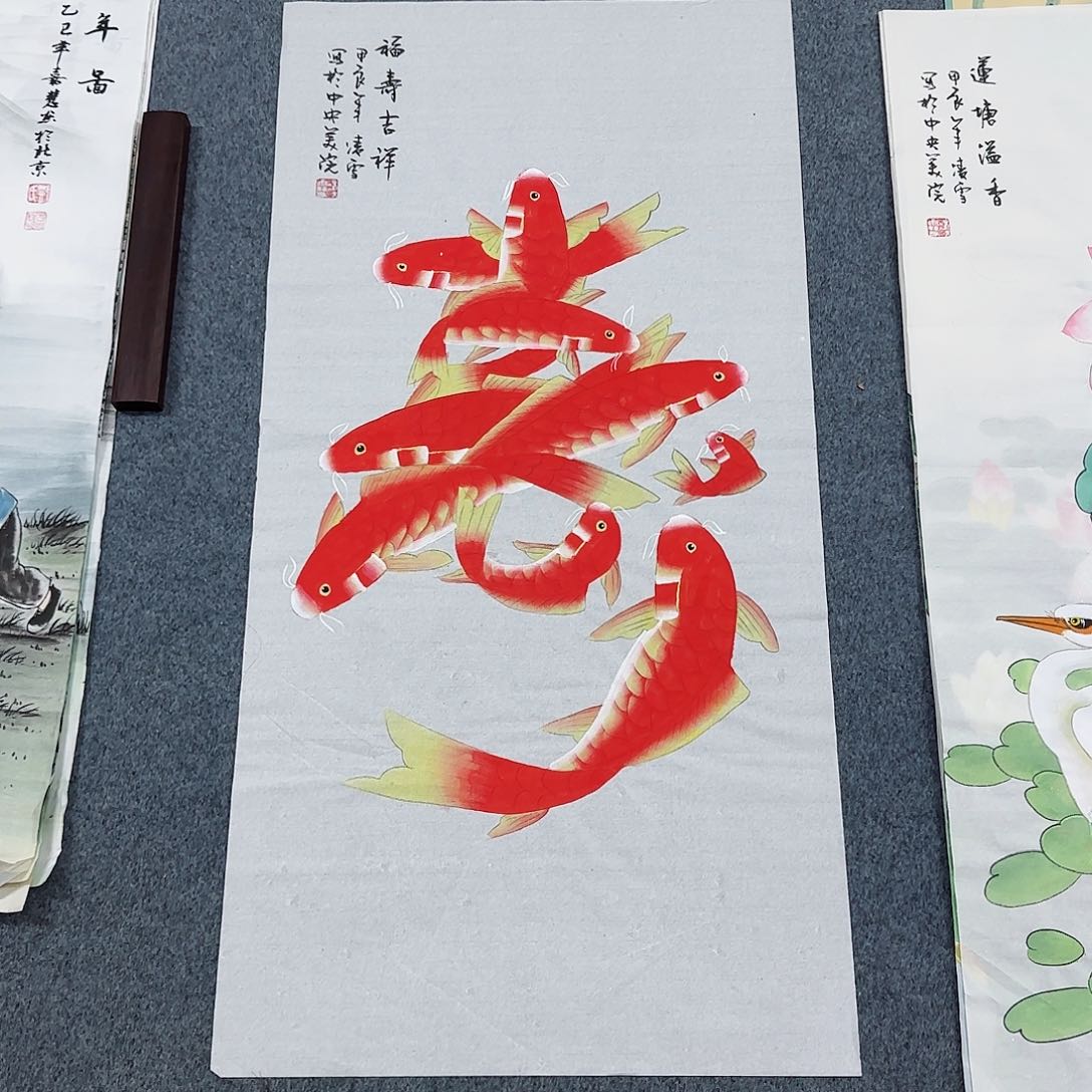 国画尺寸50X100手绘作品 