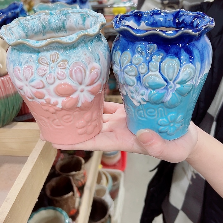 有孔.凑满10元发货多肉陶瓷花盆！