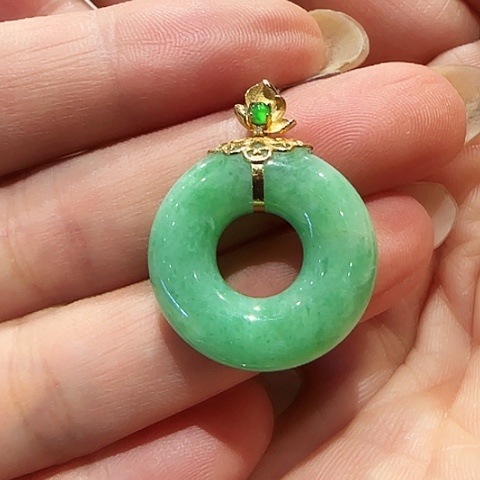 翡翠18K金镶嵌吊坠(不含链)