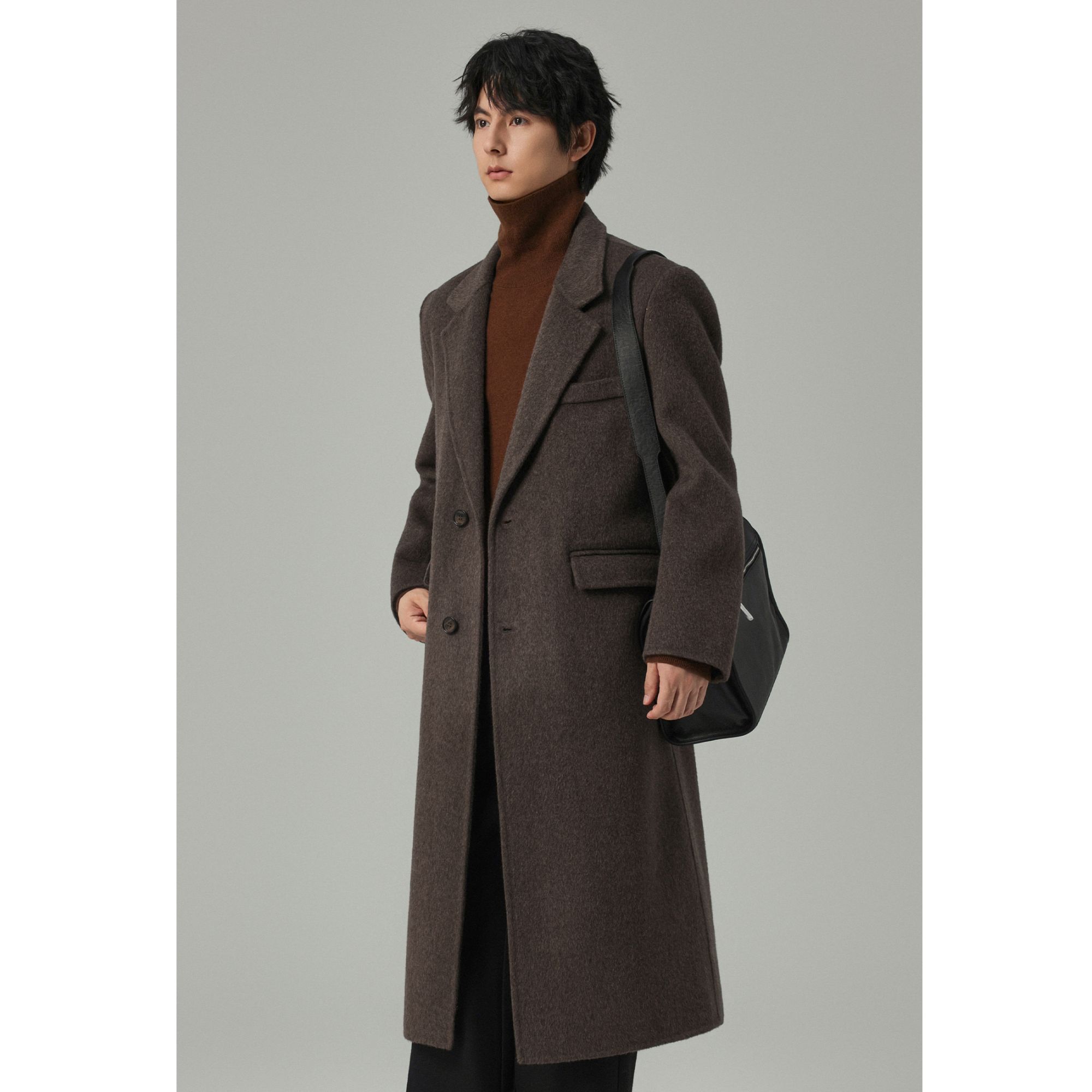 【商务办公~过膝长款】高级感通勤单排扣双面羊毛大衣外套男GLD73