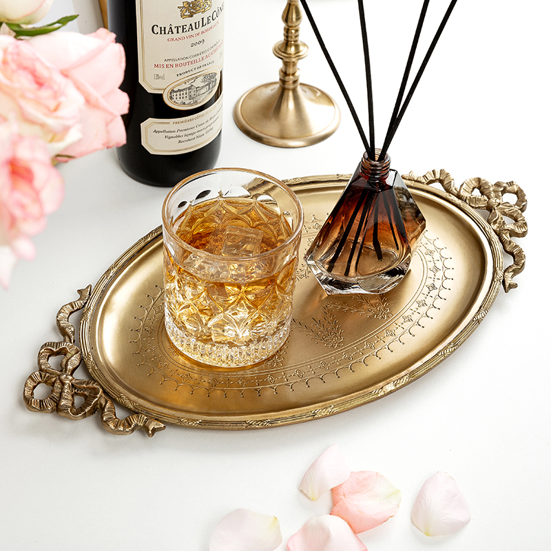 复古宫廷黄铜手工雕花托盘香薰杯碟水果盘茶几收纳盘4812593