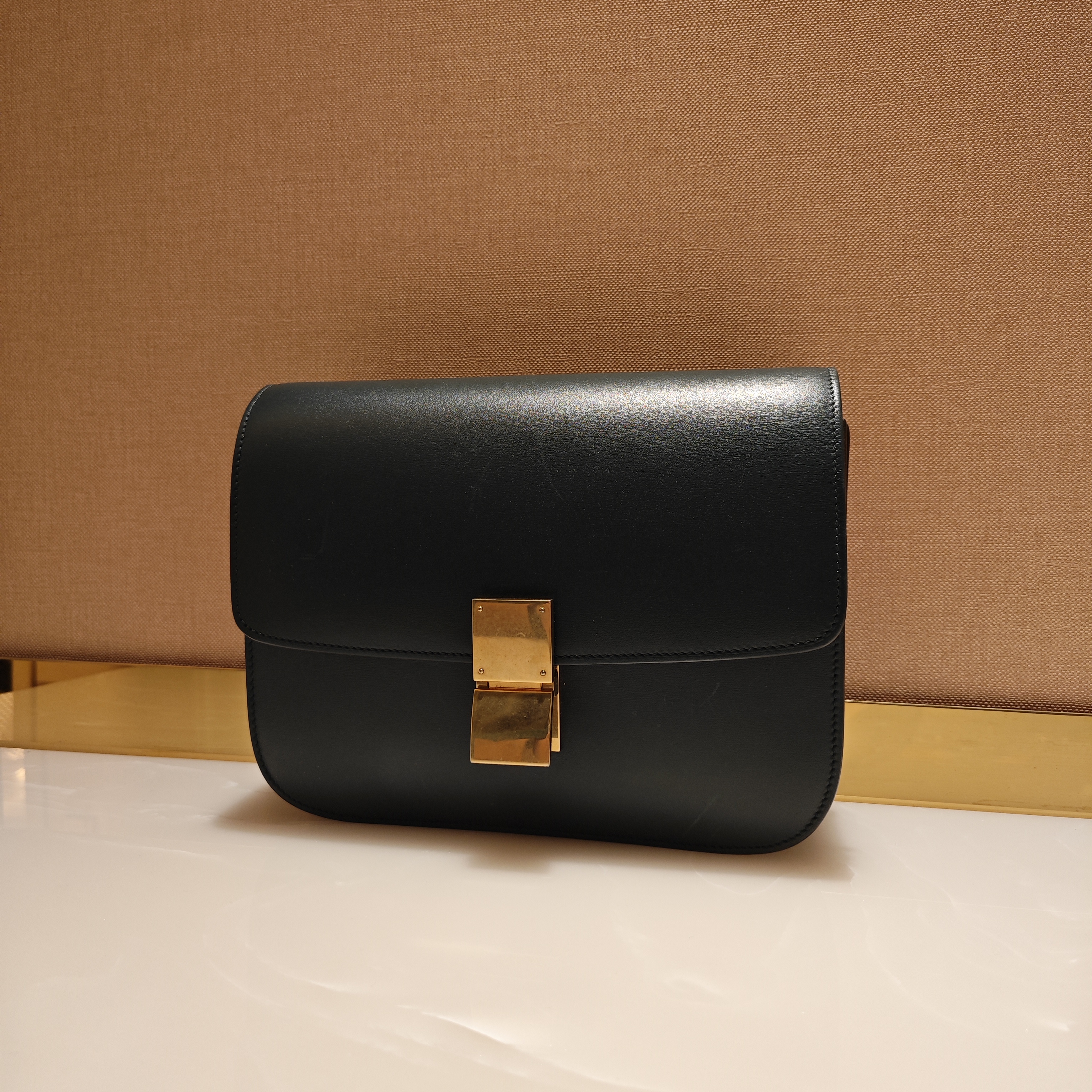 95新 Celine/思琳 44 1049 墨绿豆腐单肩包