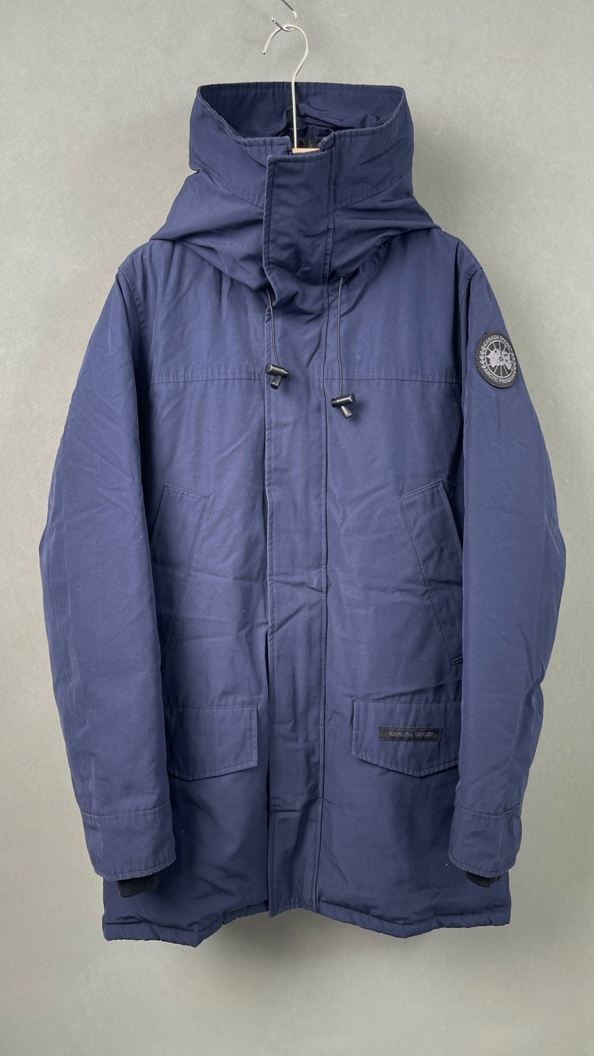 95新 CANADA GOOSE 【美佳】藏蓝色白鸭绒填充连帽羽绒服S/P码/4524