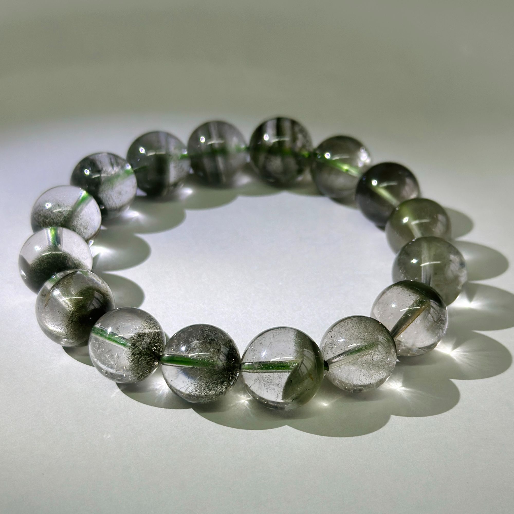 睿爸巴西正品天然绿幽灵水晶手串聚宝盆水晶单圈手链男女时尚礼物