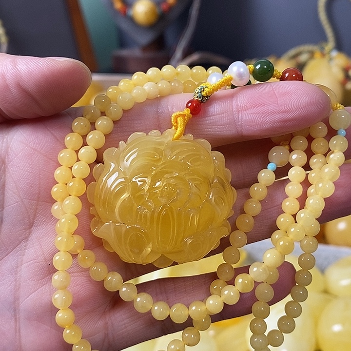 琥珀银S925镶嵌裸石牡丹花