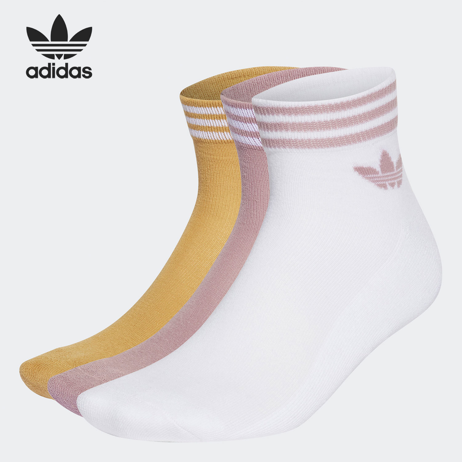 Adidas/阿迪达斯三叶草男女运动透气舒适袜三双装 HL1703时尚