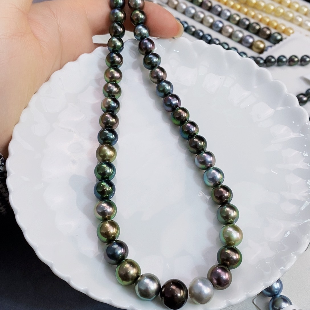未镶嵌莫兰迪孔雀绿大溪地混彩8.3-11.3海水珍珠