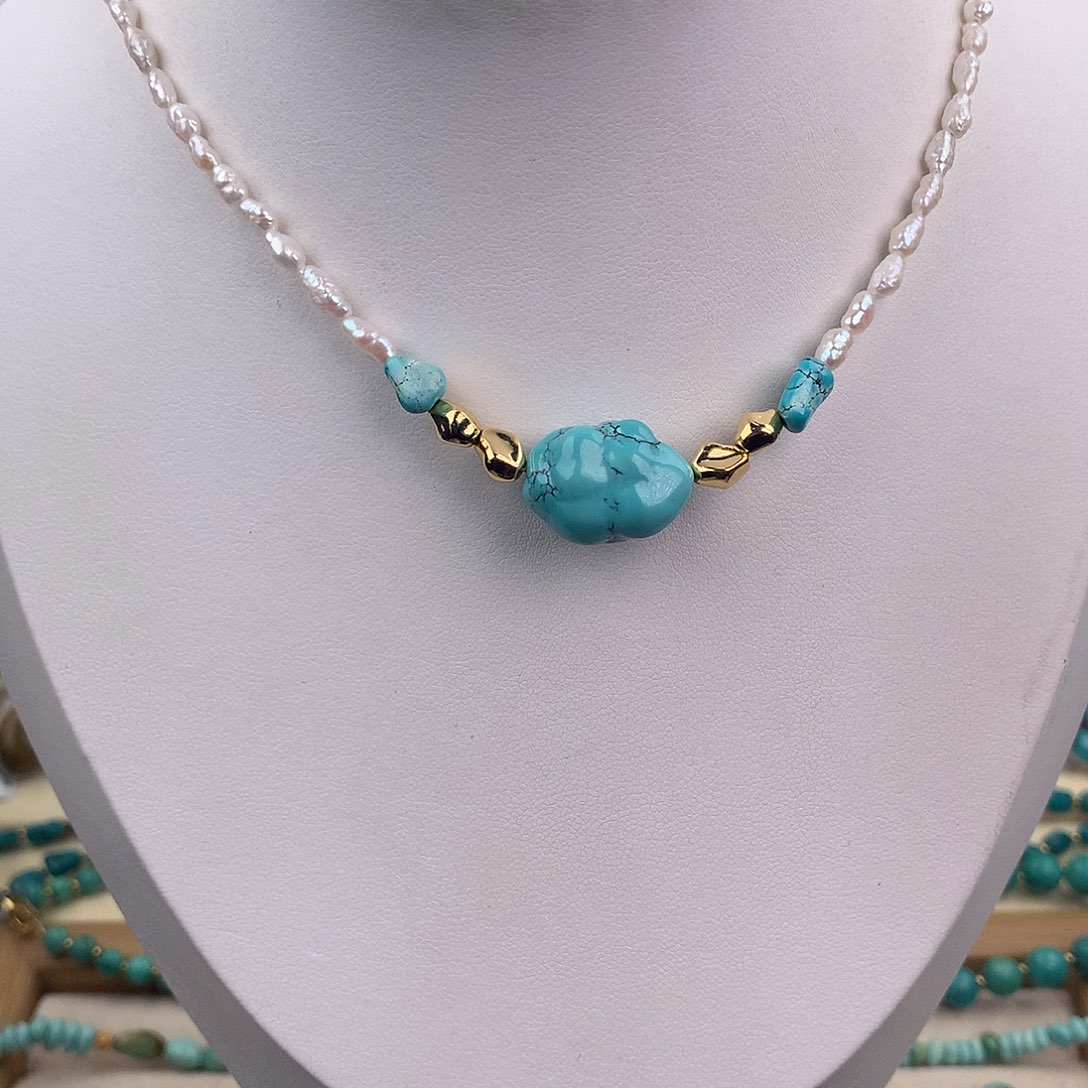 绿松石银S925镶嵌颈饰