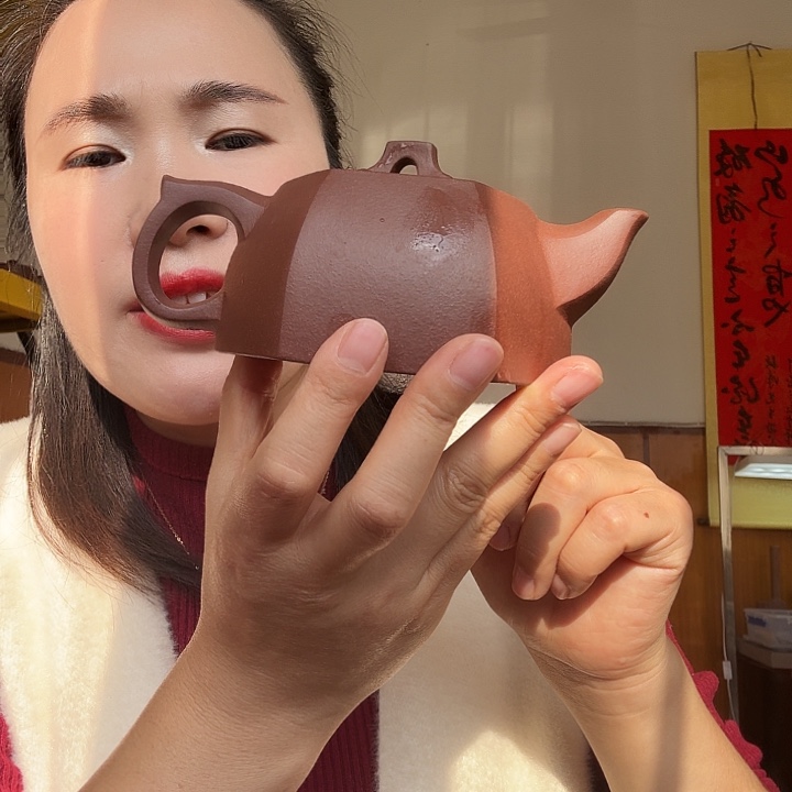 茶壶紫砂紫泥嵌盖石瓢300cc