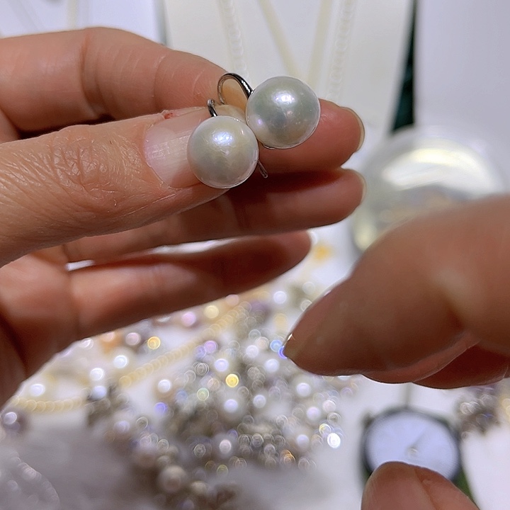 淡水珍珠白珠高跟鞋银S925镶嵌