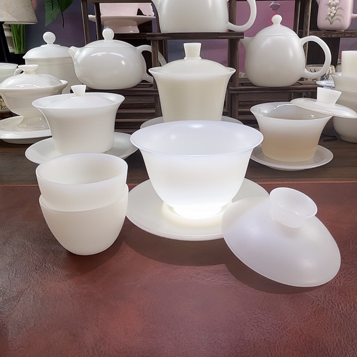 隐唐窑/璞玉素烧150ml元宝盖碗+2快客杯