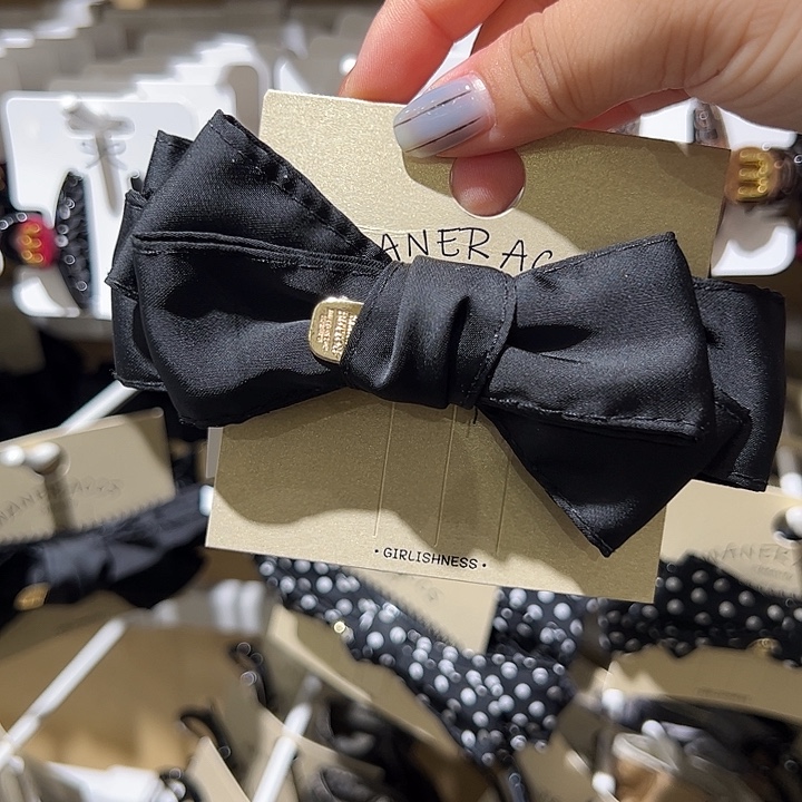 非金属无黑色缎面蝴蝶结香蕉夹