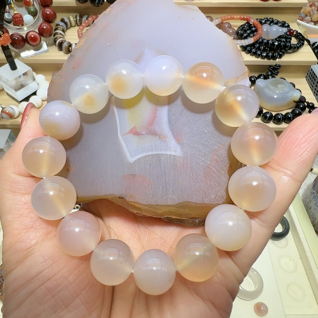 未镶嵌颈饰玛瑙/玉髓14mm玛瑙手串