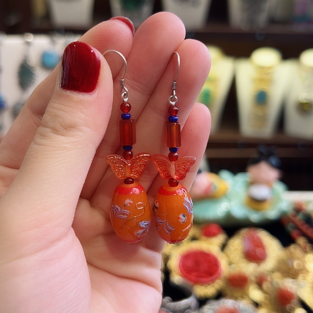 玛瑙/玉髓耳钉未镶嵌耳环