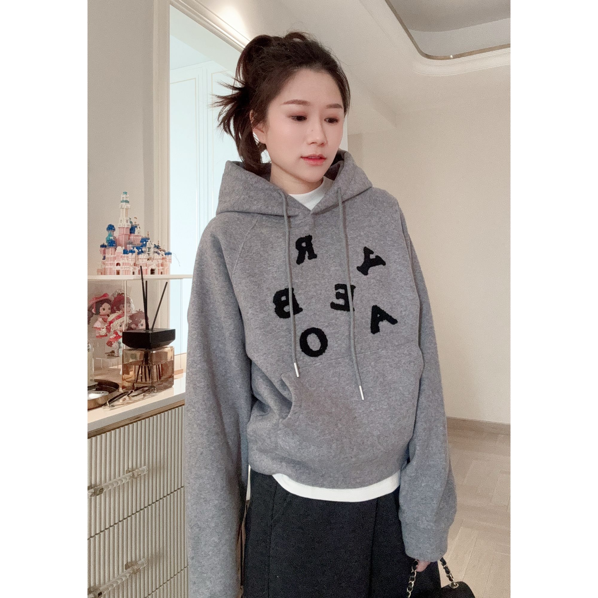 【毛巾绒帽衫1229】张凯凯中版型加绒加厚刺绣休闲百搭女装连帽外套