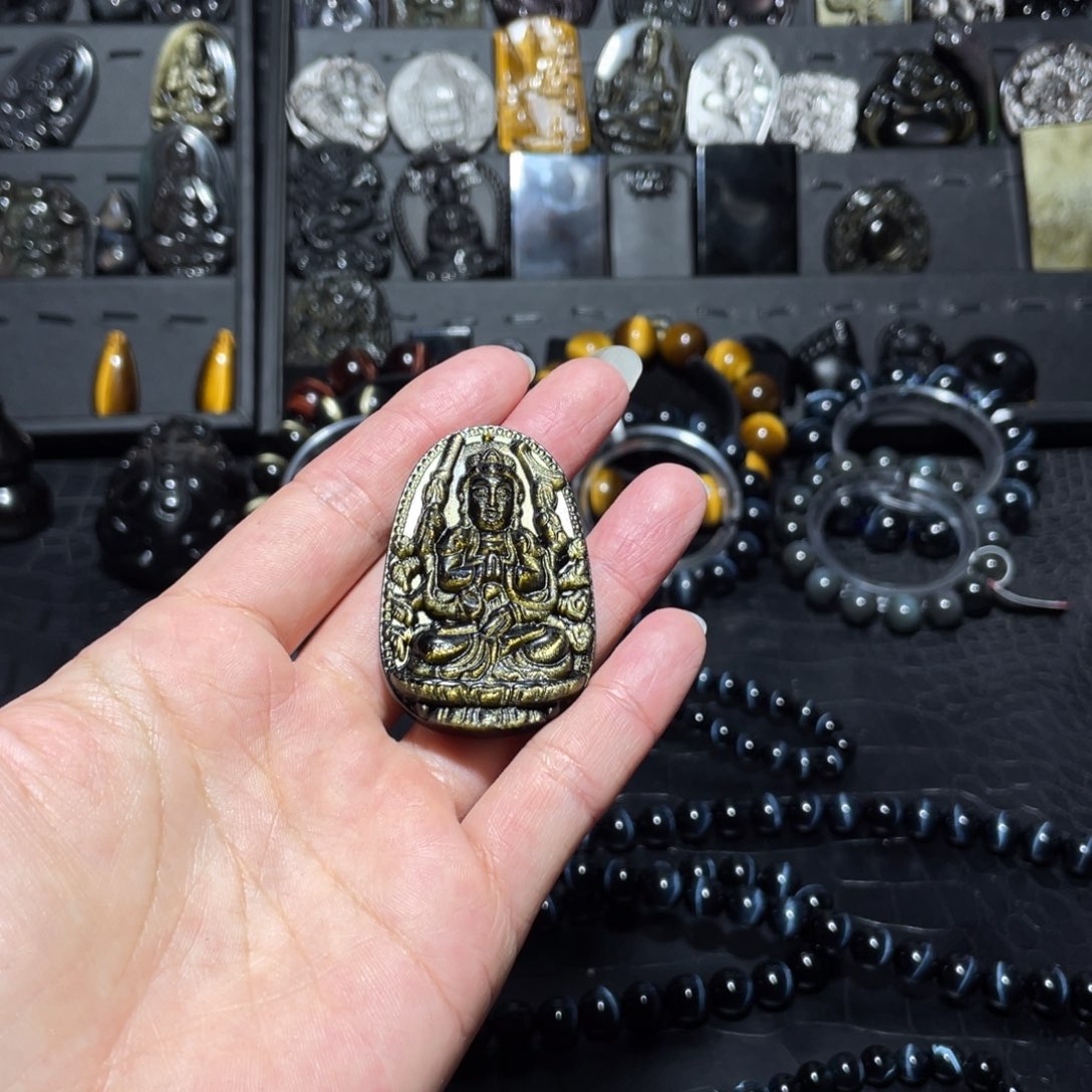 黑曜岩珠宝奇石未镶嵌平***康