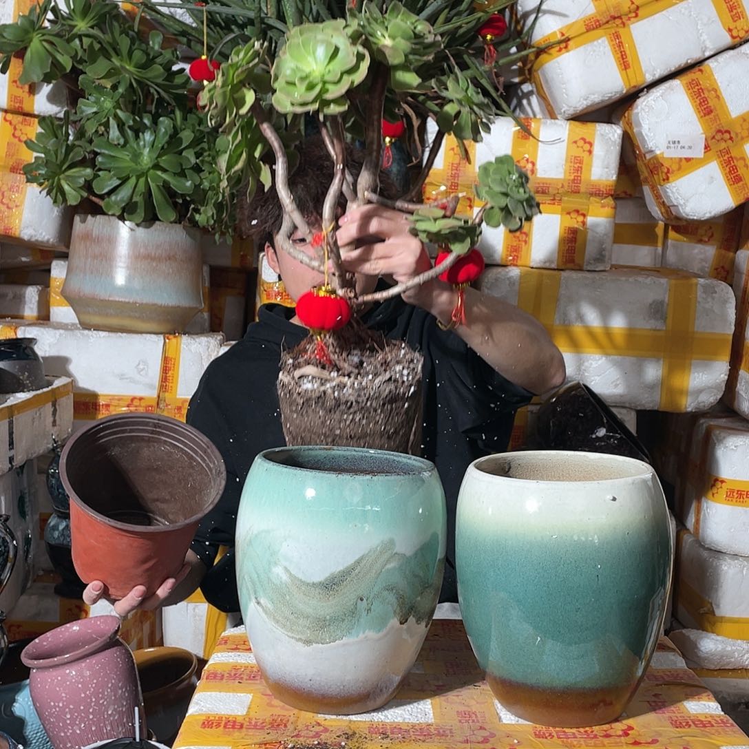 无铅玻璃宜兴紫砂花盆