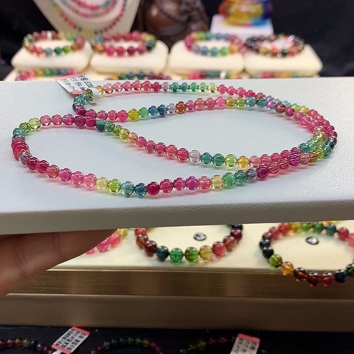碧玺手链未镶嵌彩虹手串4.8mm