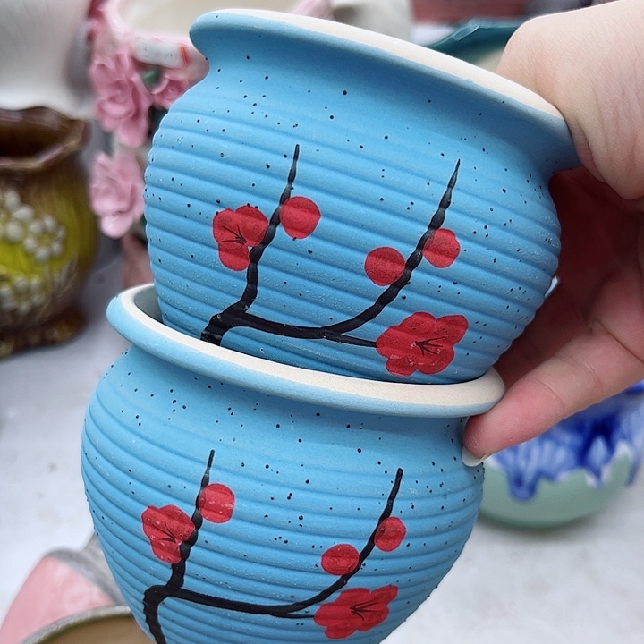 多肉绿植陶瓷花盆9.9包邮，有孔