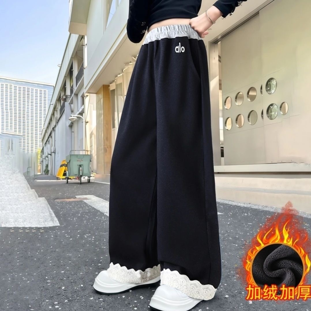 6-12岁女童牛仔裤加绒针织秋冬高弹针织牛仔中小女孩洋气裤子2025