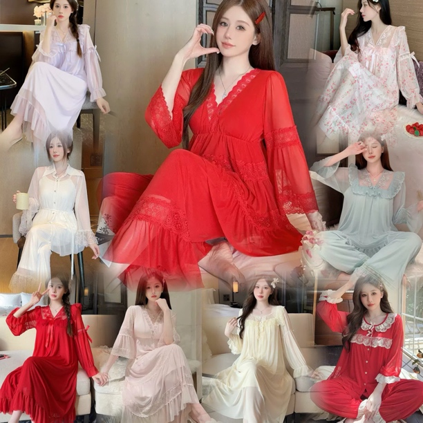 1️⃣号链接【A21-A40编码】带胸垫重工法式宫廷风品质仙女睡衣睡裙