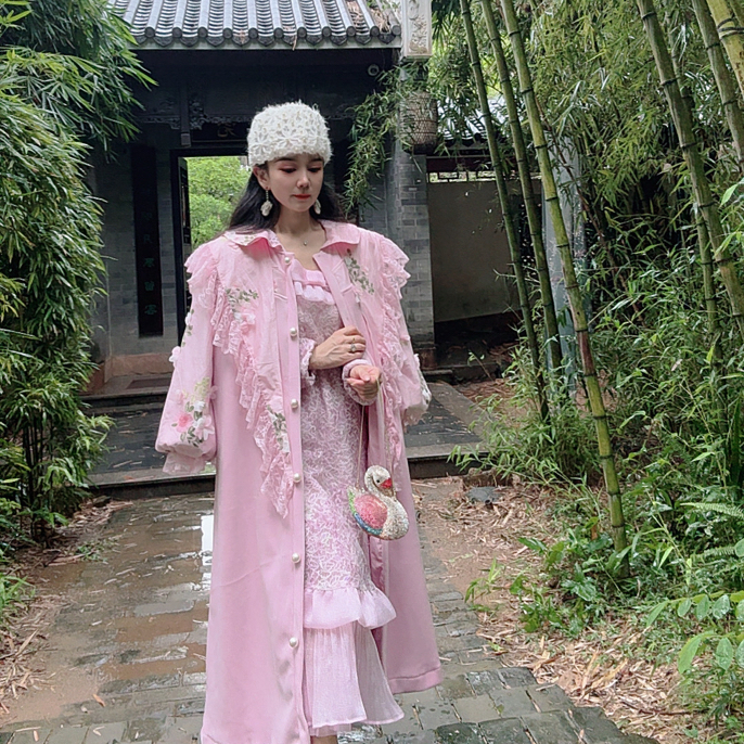 人造皮草 安霓王妃【繁花生香】设计师原创披肩绣花高级加绒加厚