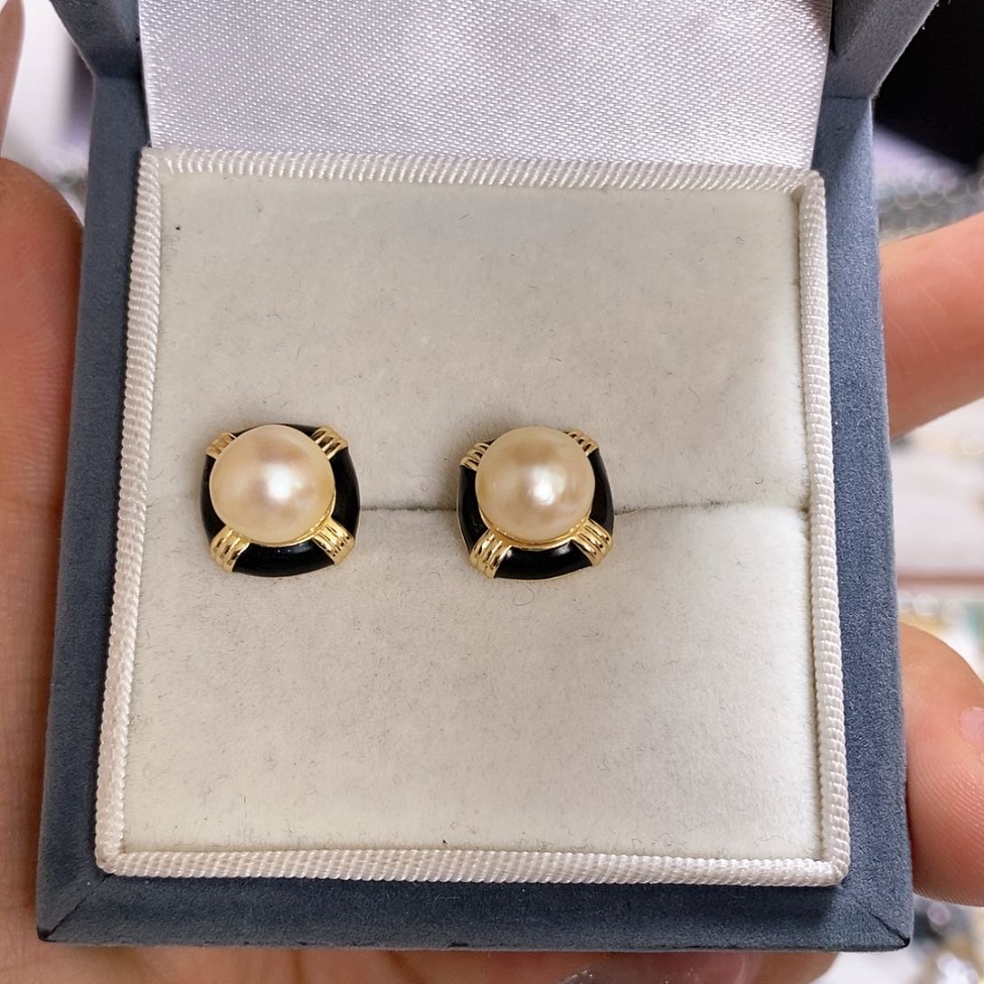海水珍珠耳饰银S925镶嵌十****限