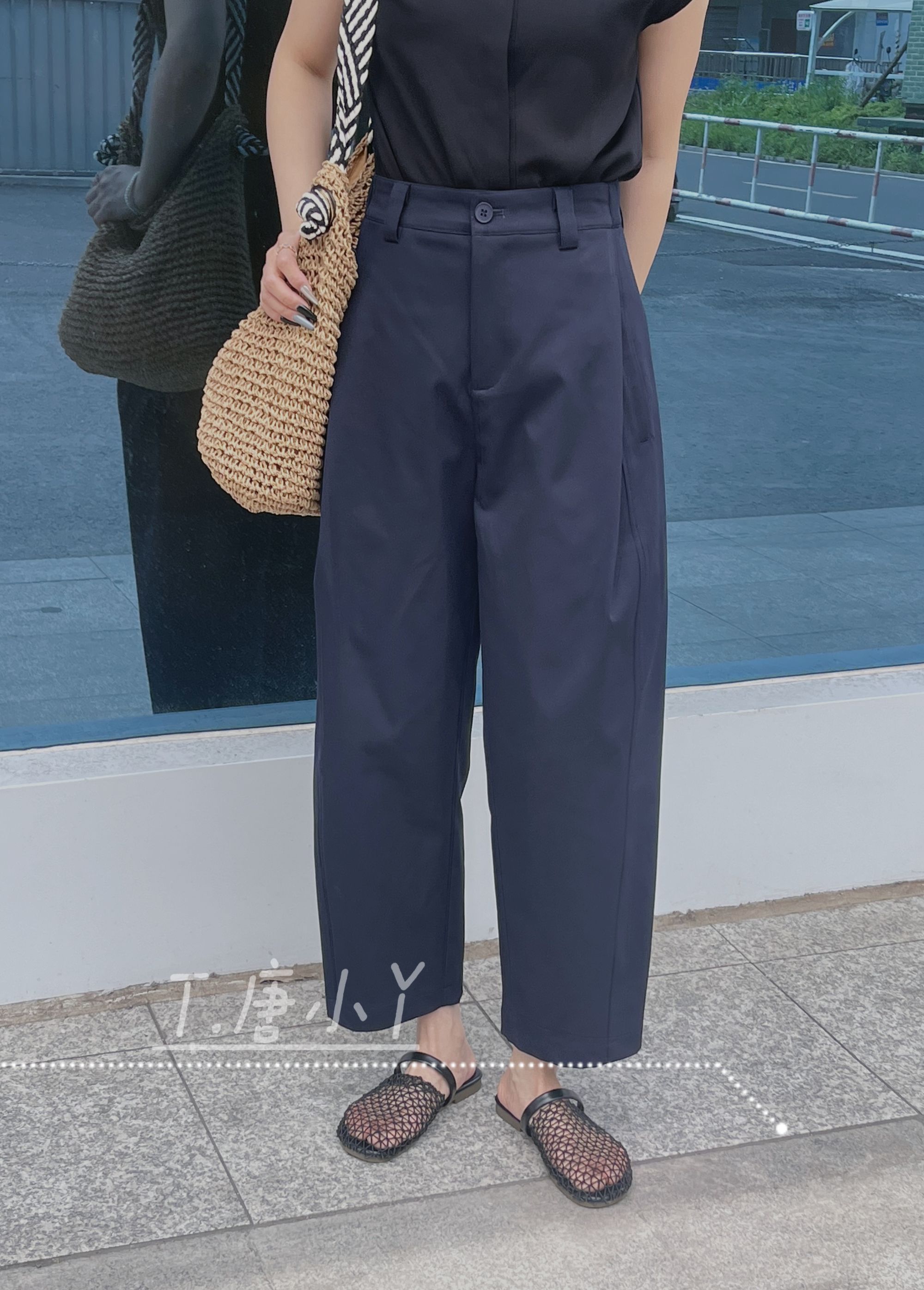 唐小丫|弯刀九分裤纯色长裤INS风阔腿裤百搭休闲裤936