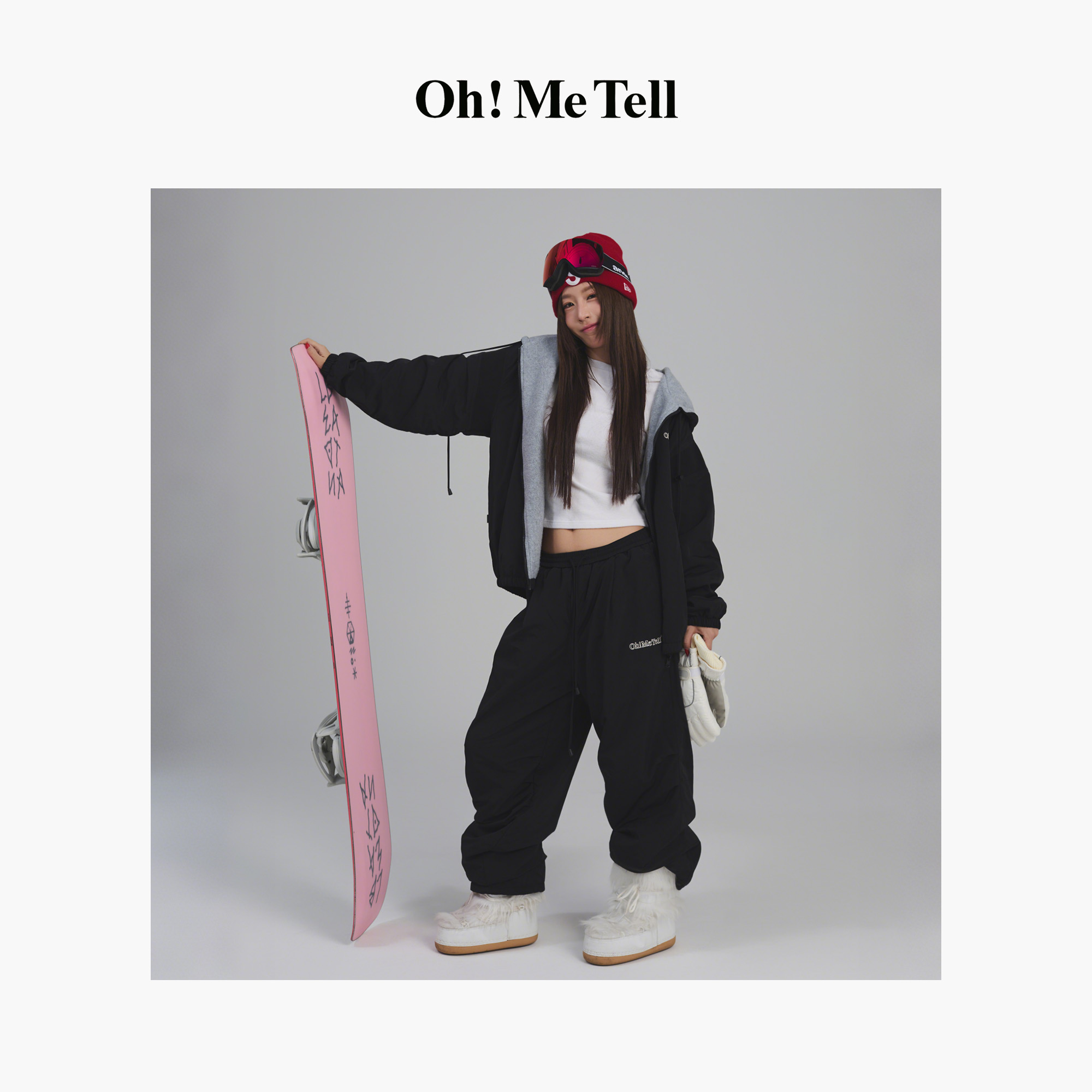 Oh！Me Tell 秋冬两面穿摇粒绒宽松休闲百搭连帽拉链外套+裤子套装