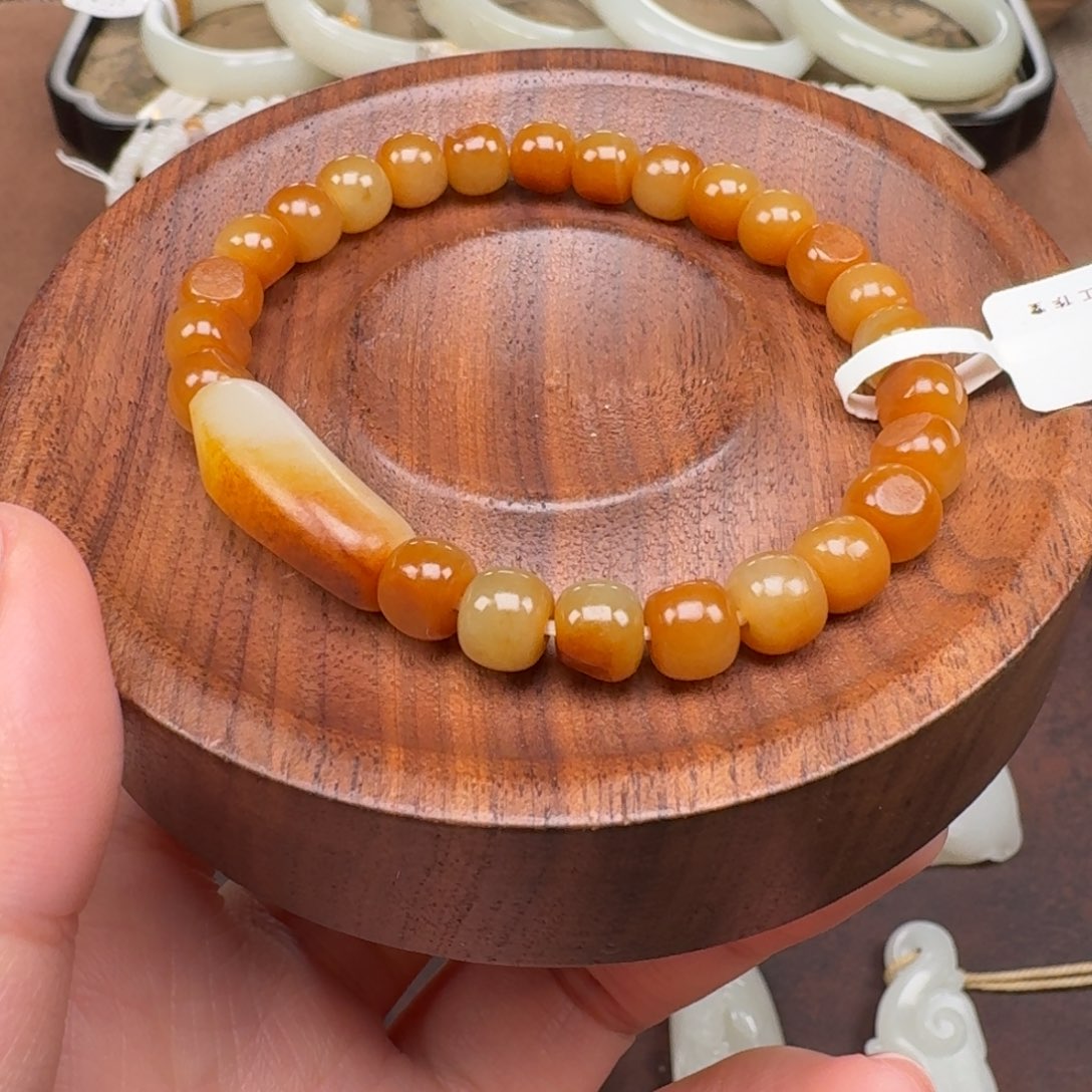 和田玉（子料）未镶嵌挂件籽料红沁手串卡7