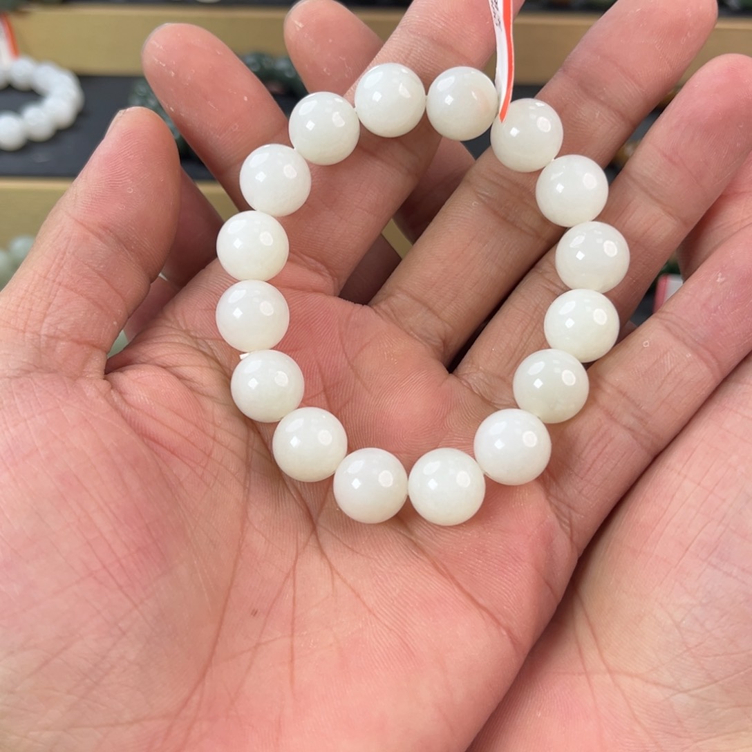 和田玉手链未镶嵌纯天然新疆和田玉且末天泰12mm