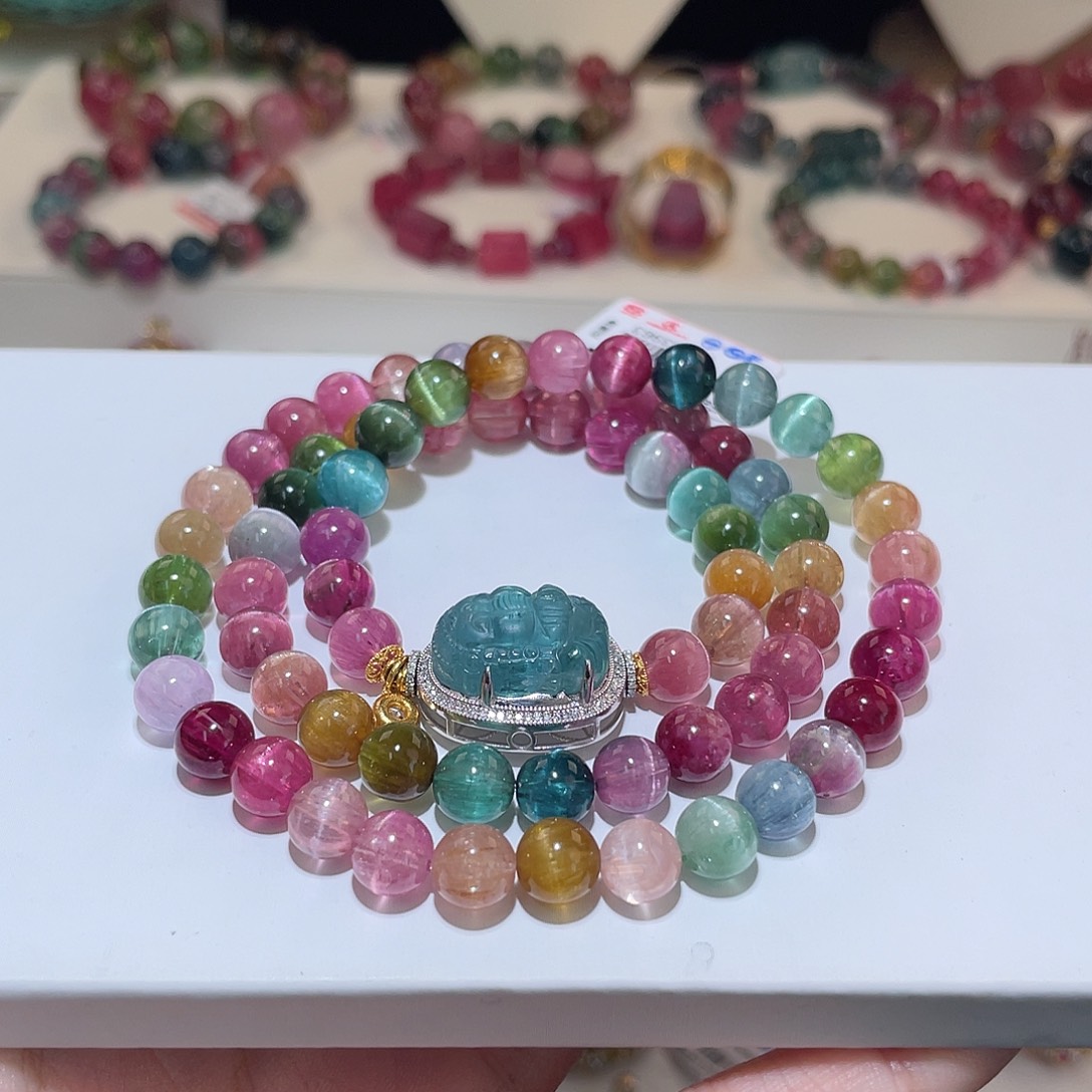 碧玺手链18K金镶嵌碧玺手链