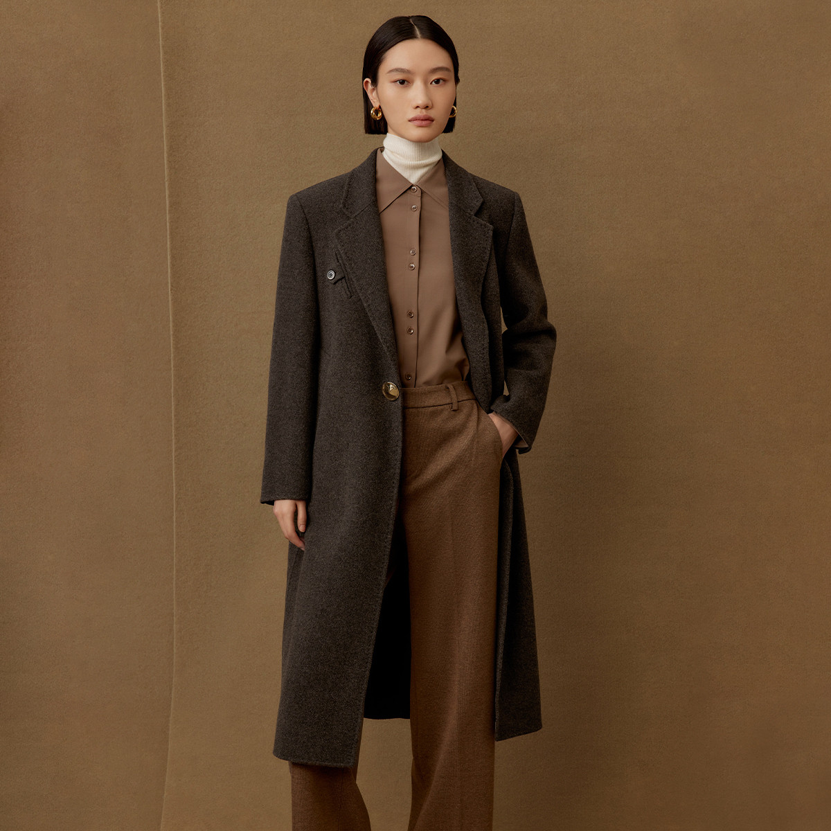 【曼德诗】复古老风气质通勤绵羊毛大衣冬季长MC426309491