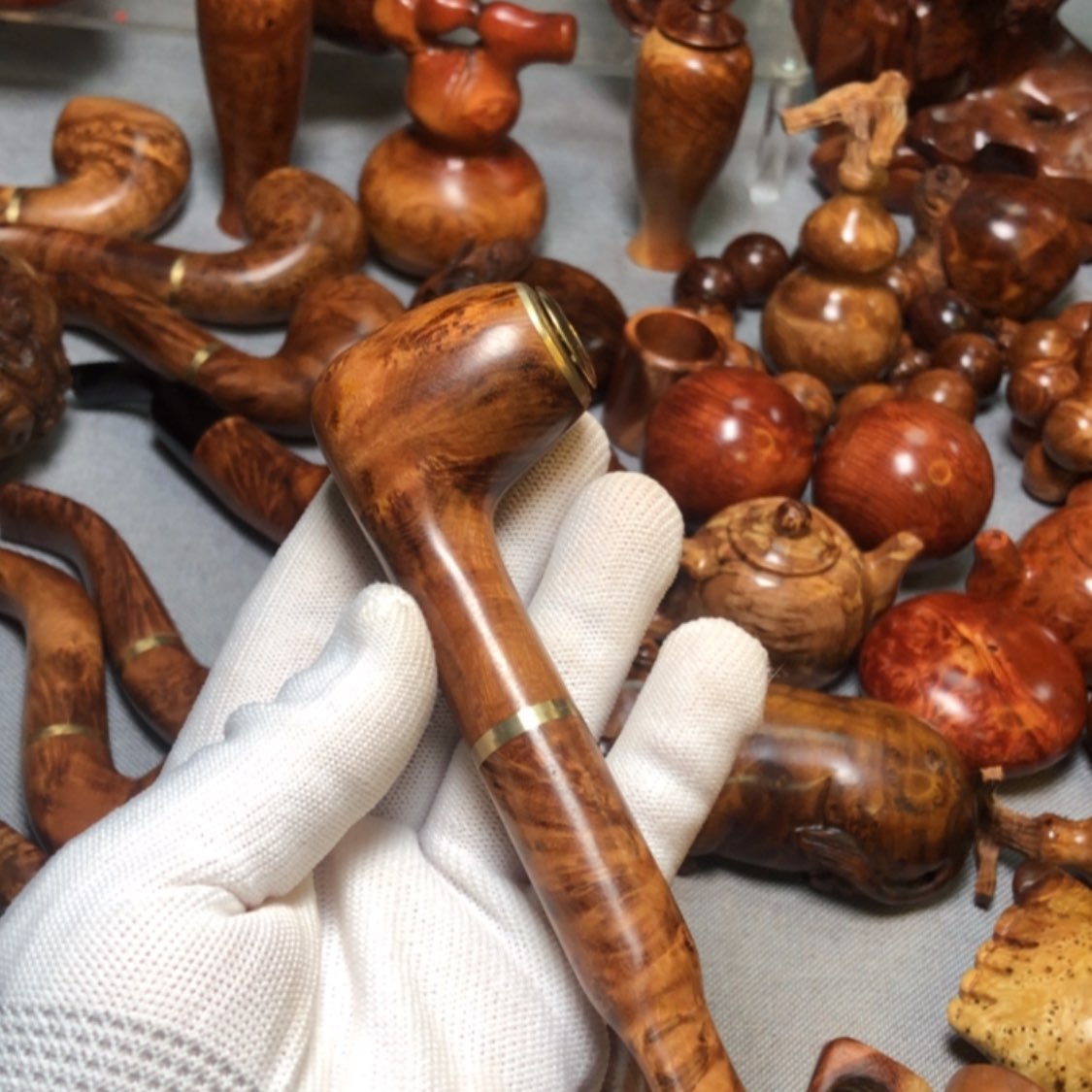 【闪购商品】木寒*隅麻梨疙瘩火琉璃手把件