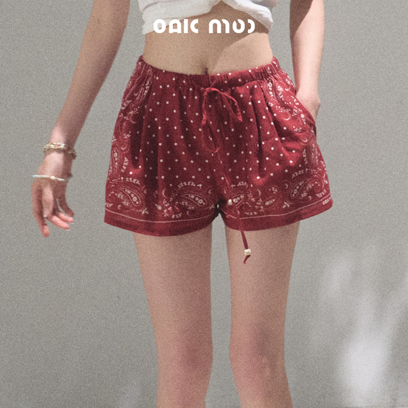 OAKMOO/ "身边有爱人" 天丝亚麻波西米亚风度假短裤