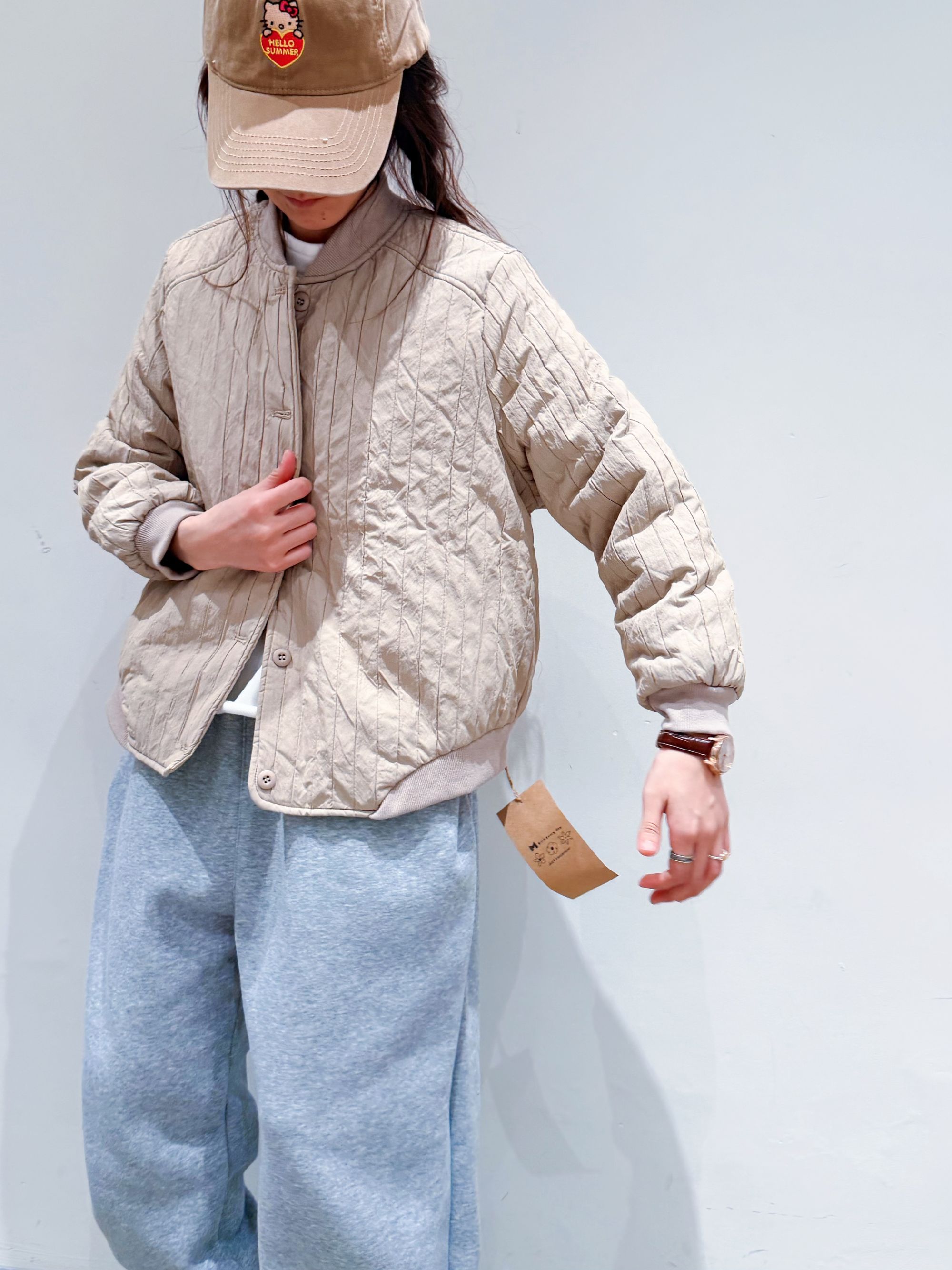 夏小朵 秋冬纯色棒球领棉服 时尚宽松小众简约休闲棒球领薄棉服