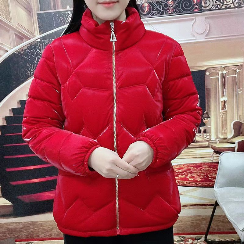 【可-z】冬季新款菱形格鎏金棉服