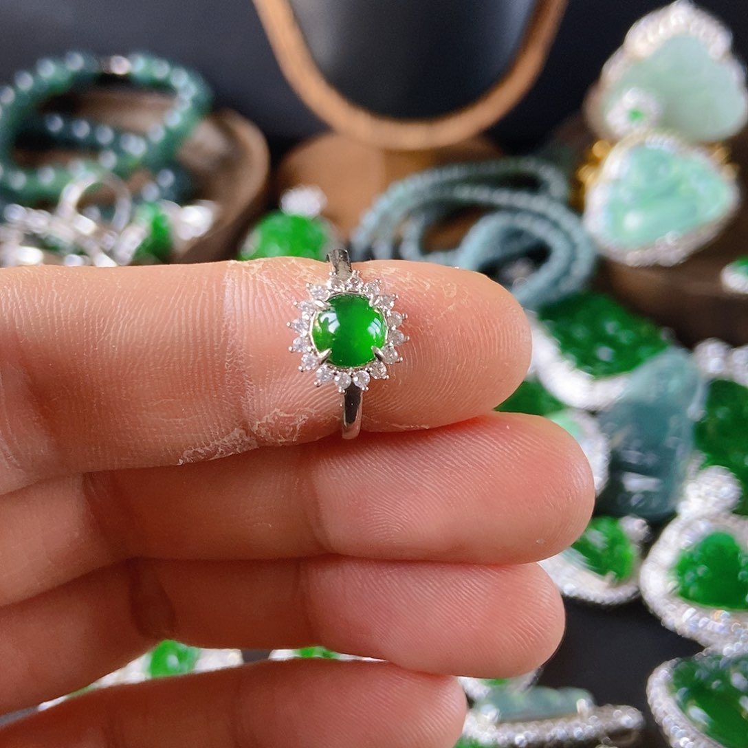 翡翠戒指银S925镶嵌063戒指