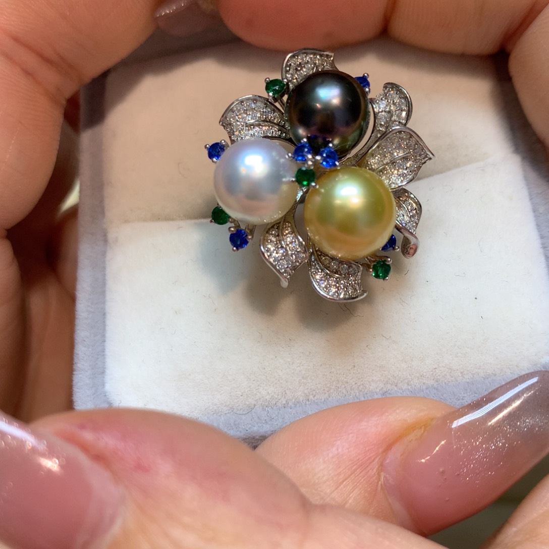 海水珍珠戒指银S925镶嵌