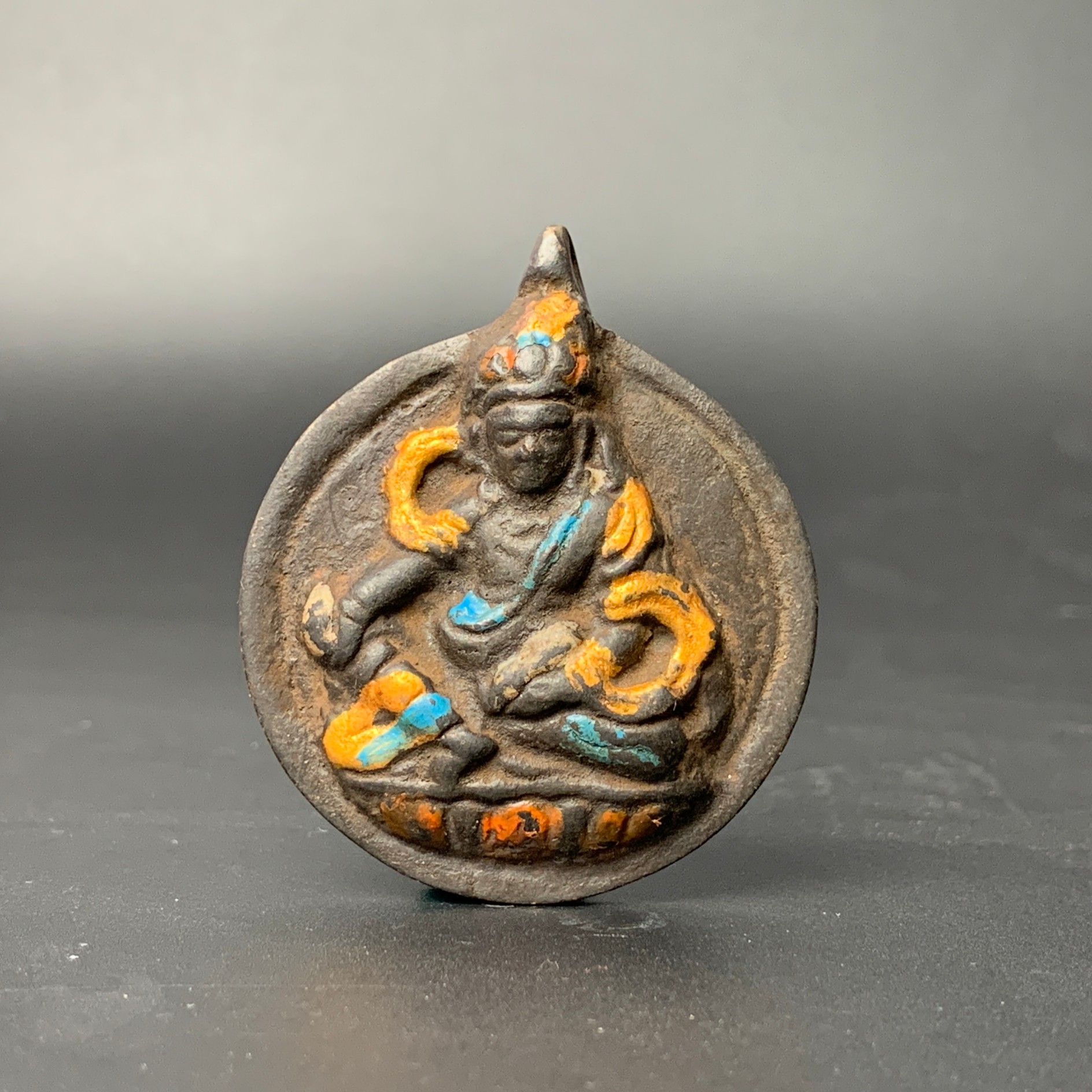 清代·托甲彩绘黄财神九宫牌47.4mm   49g   930015