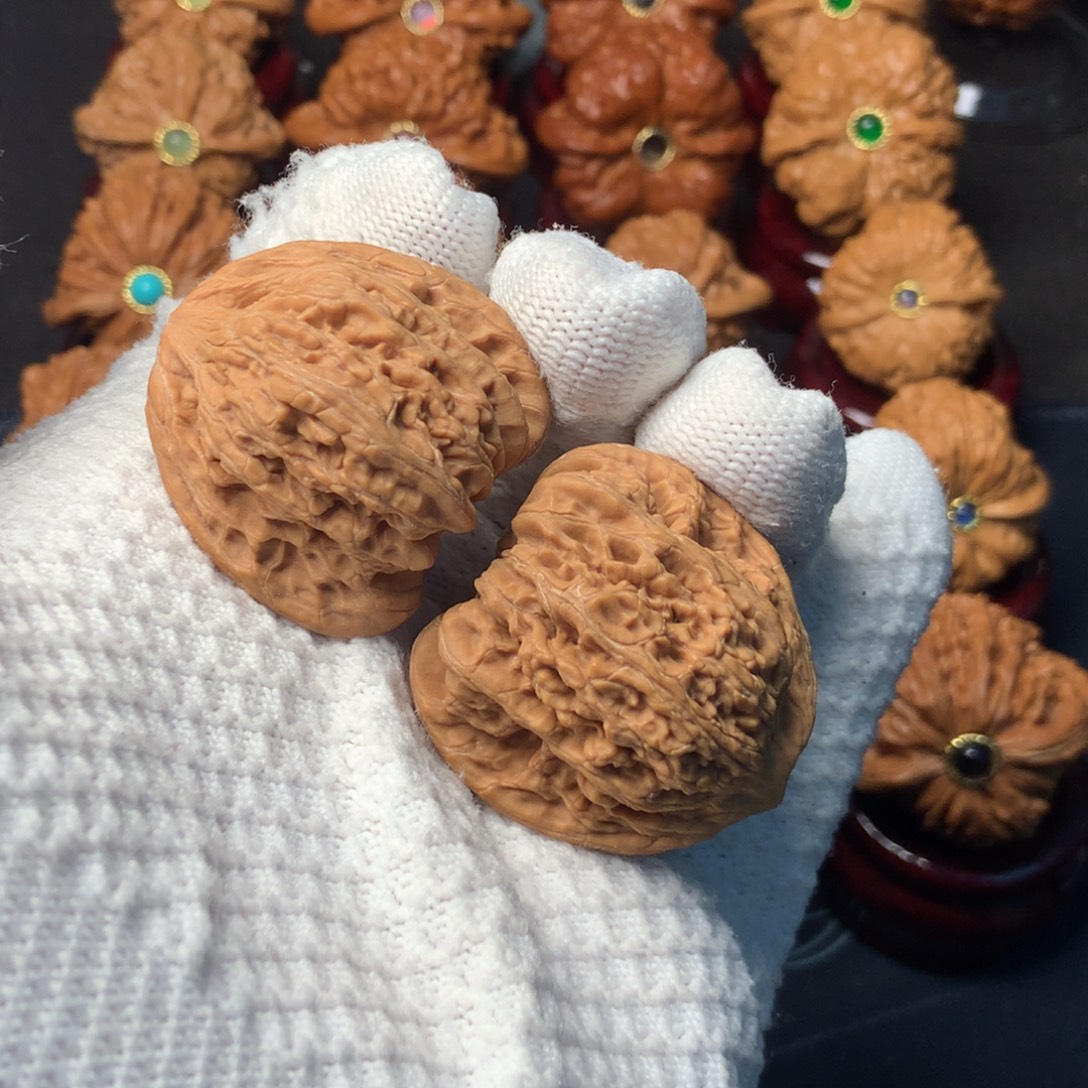 文玩核桃把件A10全品无修三角密纹狮子头