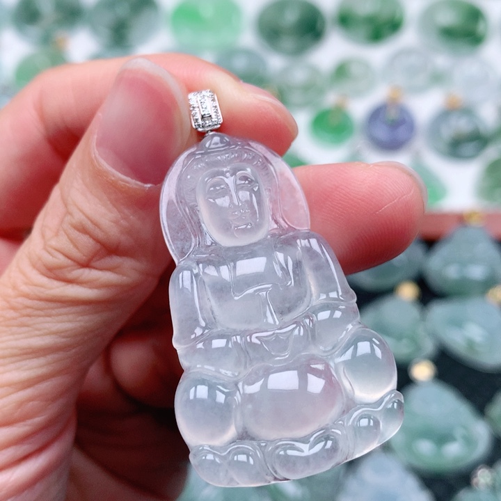 翡翠吊坠(不含链)18K金镶嵌