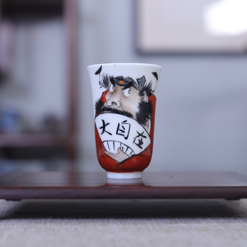 九希陈胜波手绘钟馗人物画品茗杯闻香杯茶盏主人杯聚香杯暖手杯