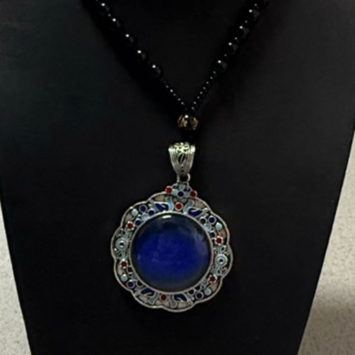 锌合金树脂吊坠 【护心镜】镶嵌温感变色石吊坠