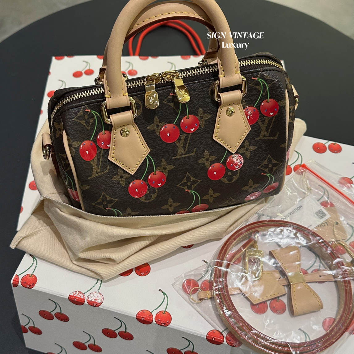 未使用 LouisVuitton/路易威登 lv村上隆樱桃 speedy 20 全新品