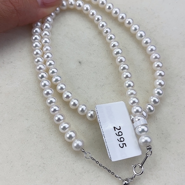 淡水珍珠颈饰银S925镶嵌卡5.6极光冷白